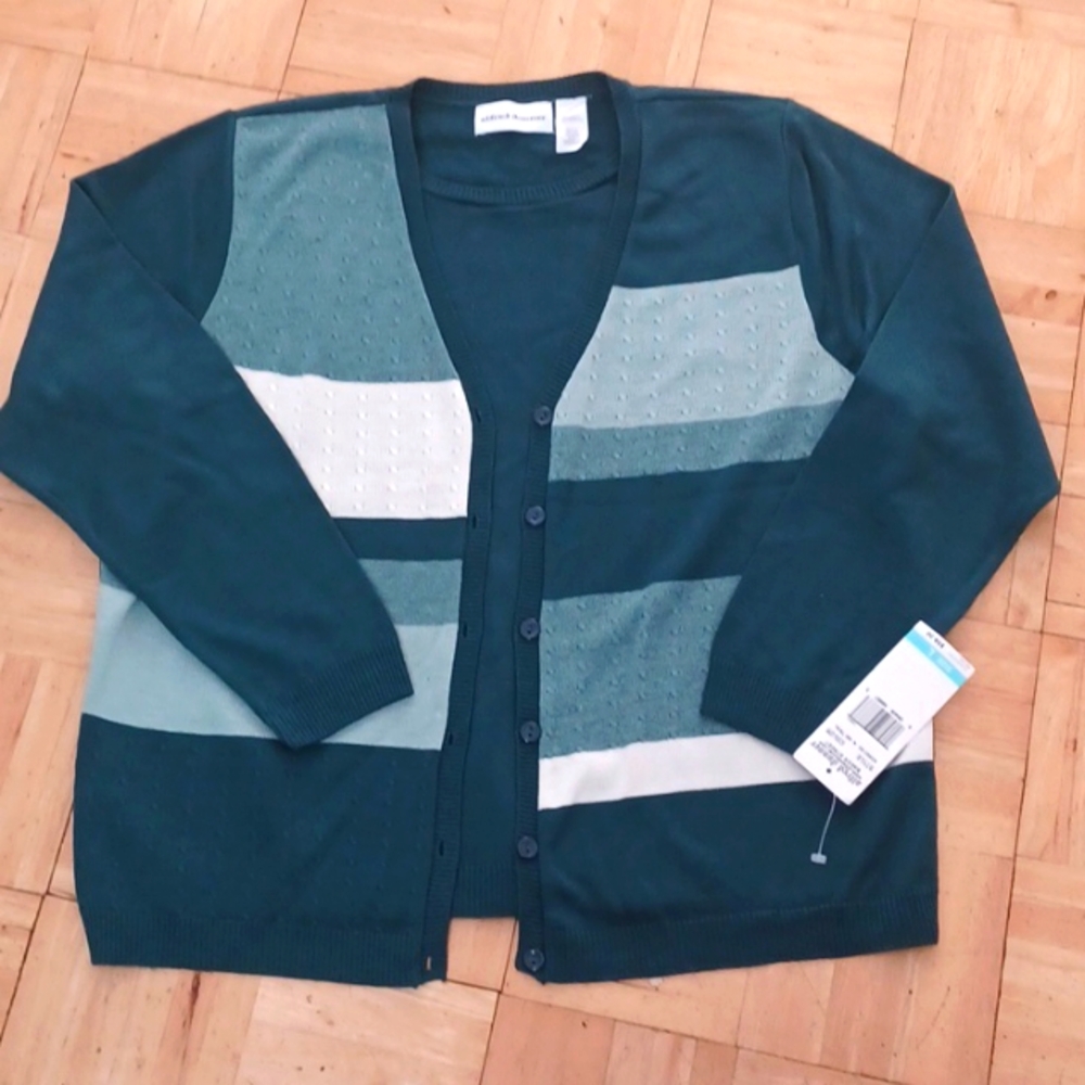 Alfred Dunner sweater women's size large Bakers Street color teal